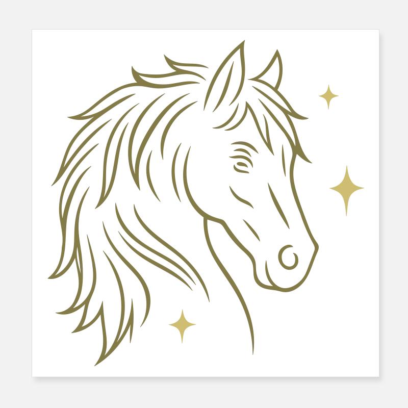 Pferd Pferdekopf mit Sternen - edles Tiermotiv Poster 20x20 cm