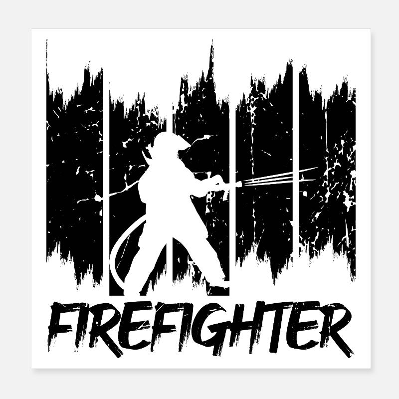 Fireman Poster 8" x 8" (20x20 cm)