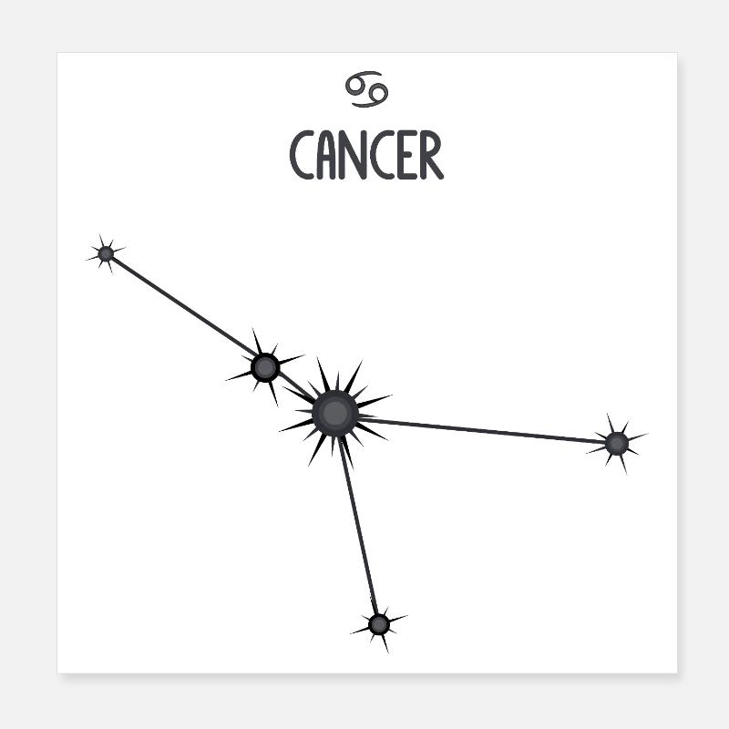 Krebs Sternzeichen Sternbild Sternbild Schwarz & Grau Poster 20x20 cm