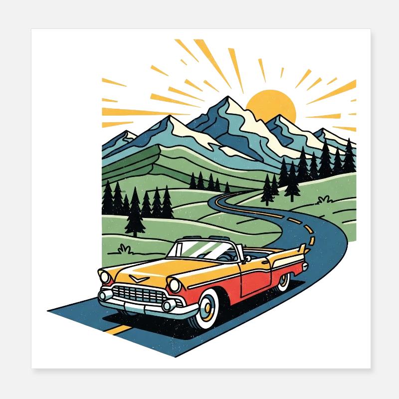 Old school car Poster 20x20 cm