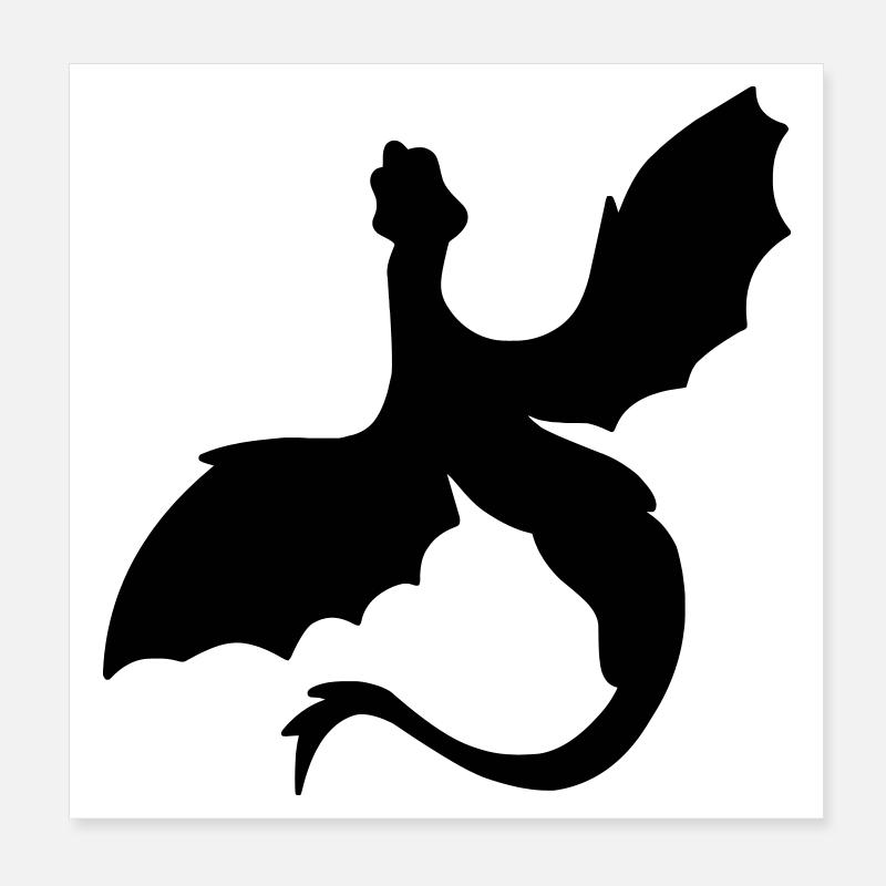 Silhouette de serpent ailé légendaire Poster 20 x 20 cm