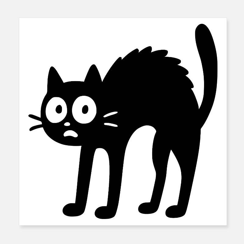 Chat noir - Conception de dessin animé amusant Poster 20 x 20 cm