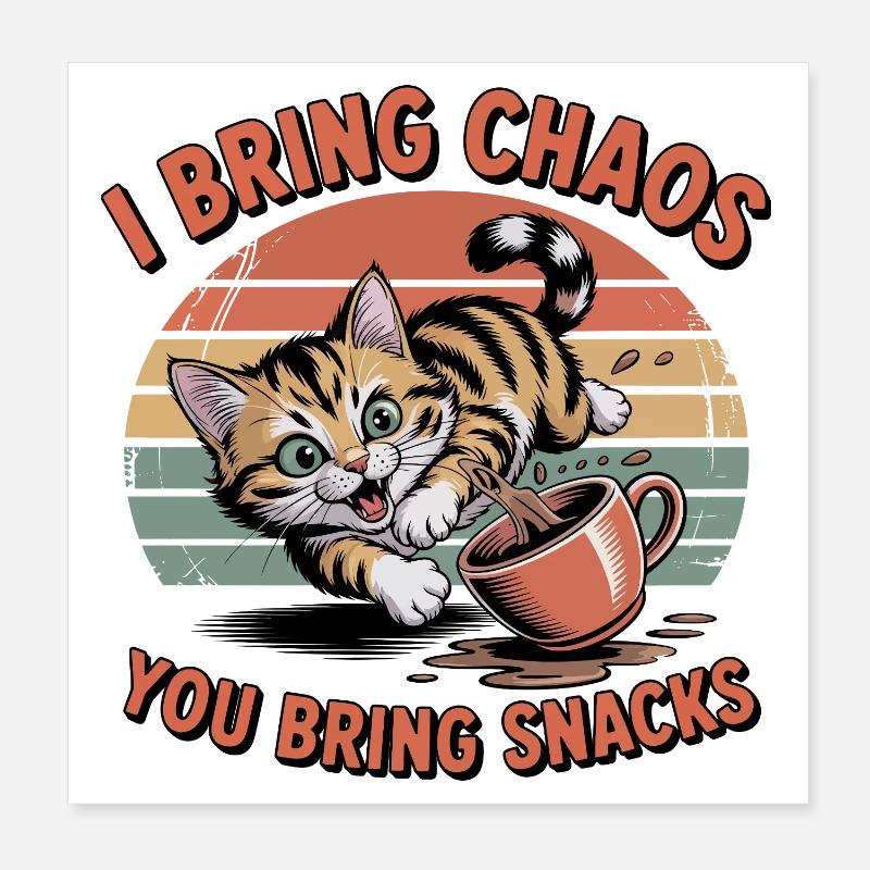 Chat du Chaos et Snacks Poster 20 x 20 cm