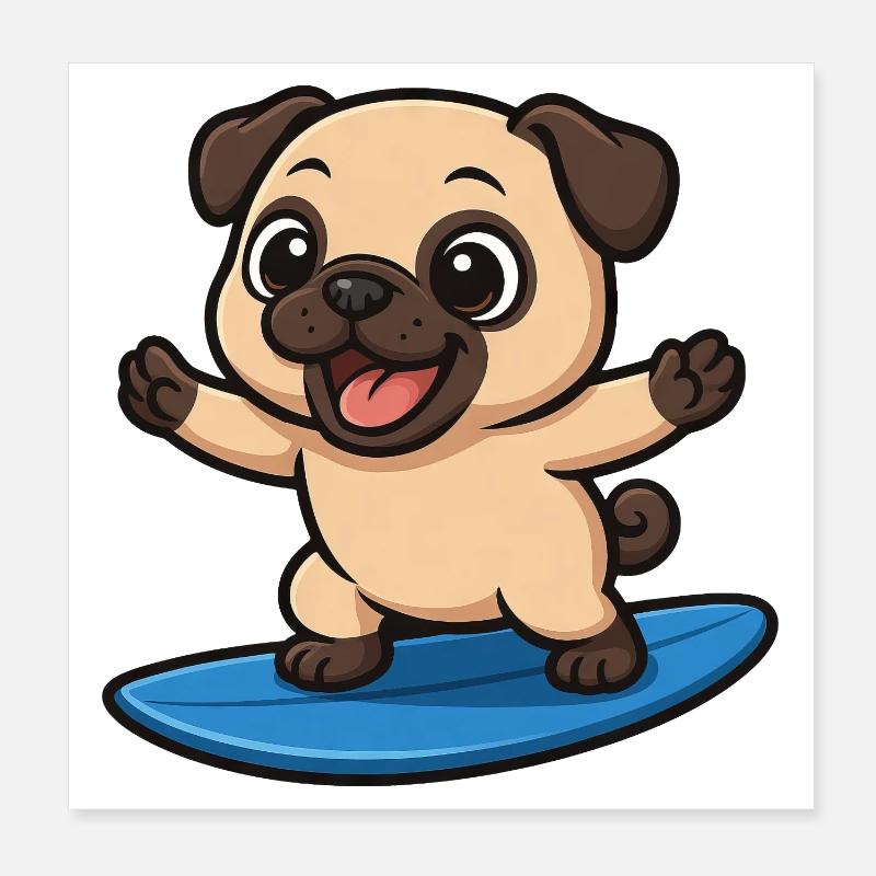 mignon carlin surfeur dessin animé surf d’été Poster 20 x 20 cm