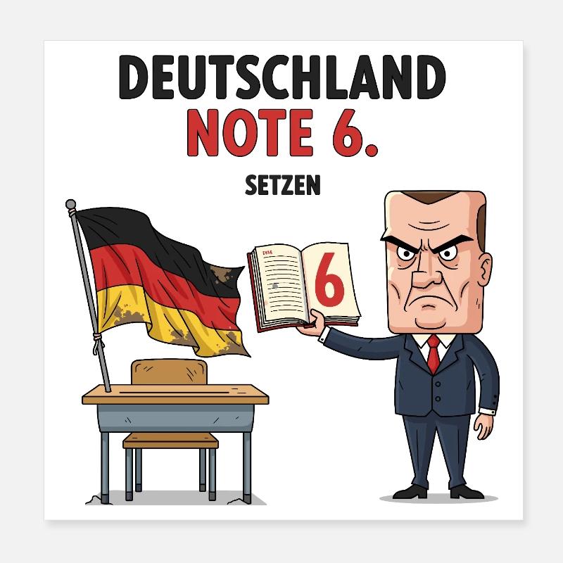 Deutschland Note 6 Motiv mit Lehrer  Poster 20x20 cm