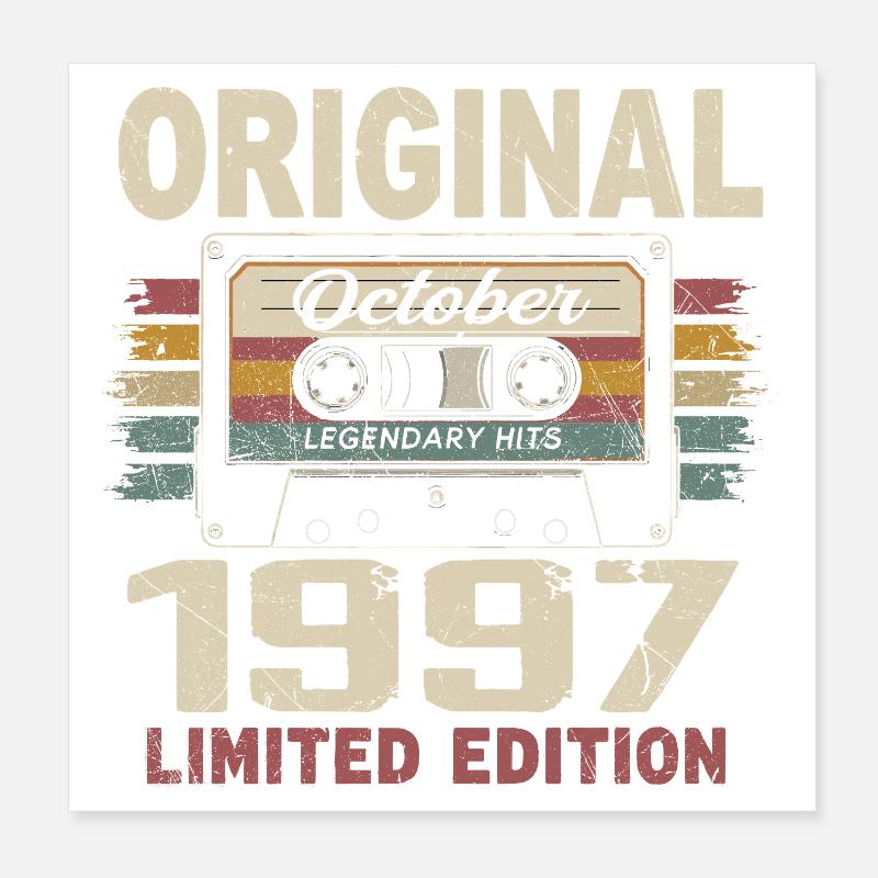 Born in October 1997 | Vintage Gift October 1997 Poster 8" x 8" (20x20 cm)