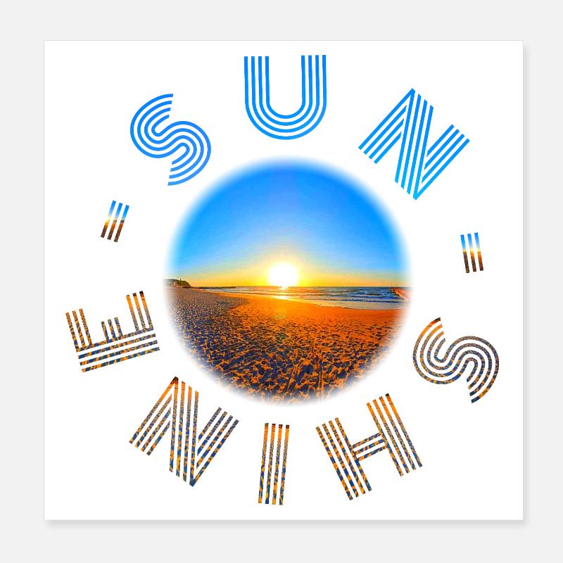 Coucher de soleil sur la plage Design Poster 20 x 20 cm