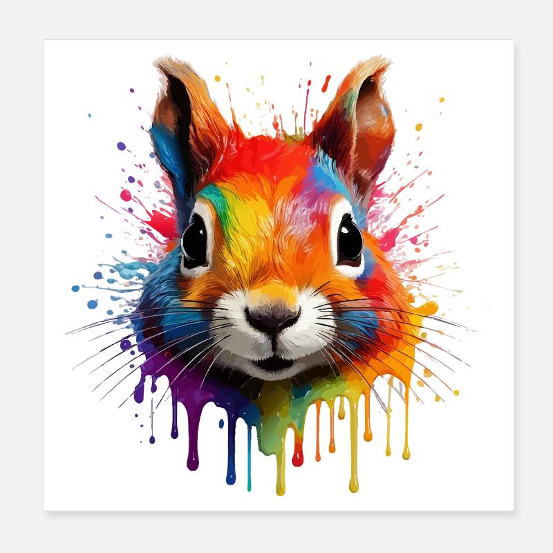Buntes Eichhörnchen  Poster 20x20 cm