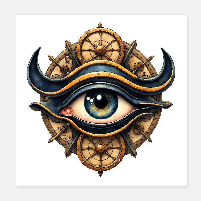 Oeil de vapeur avec roues Poster 20 x 20 cm