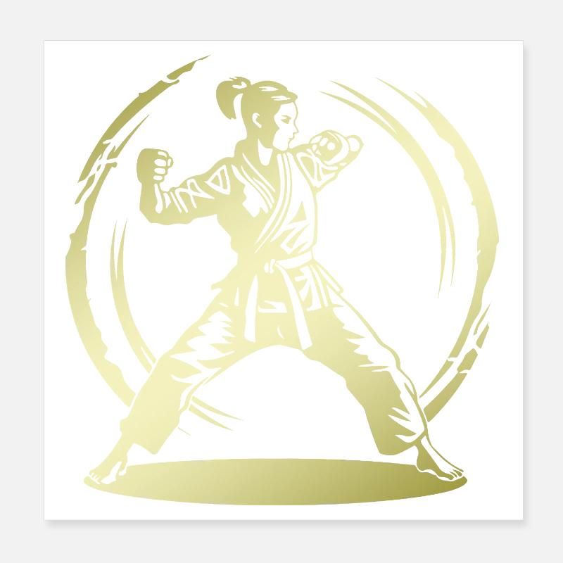 Karaté Silhouette Combattante Poster 20 x 20 cm