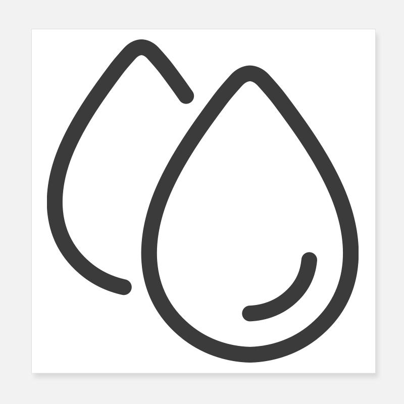 Doppelte Wassertropfen Linie Symbol Logo Poster 20x20 cm