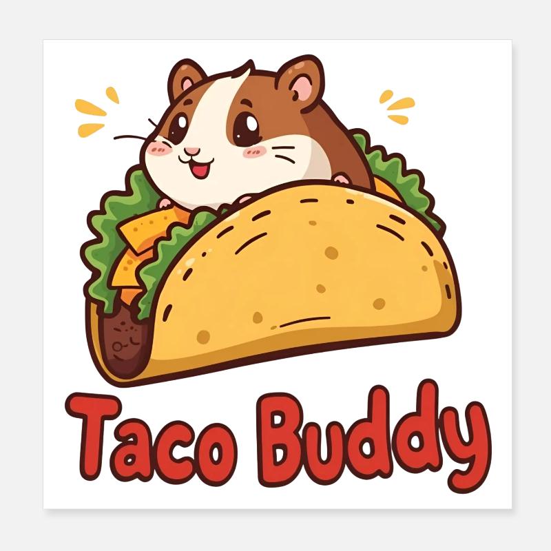 Taco Buddy - Conception de hamster de dessin animé Poster 20 x 20 cm