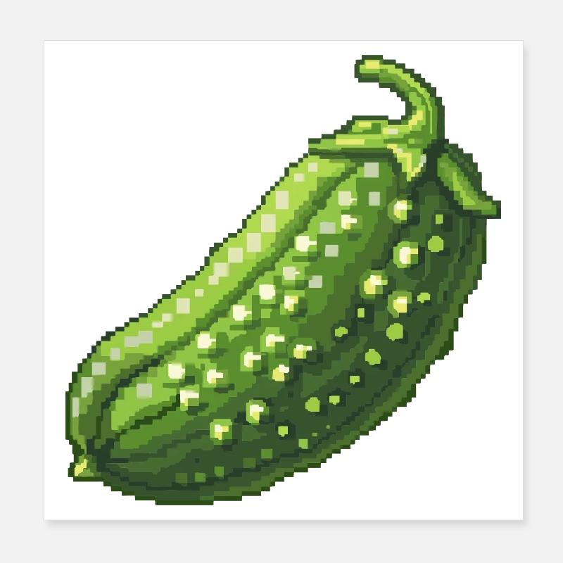 Pixel Concombre Vert Rétro Poster 20 x 20 cm