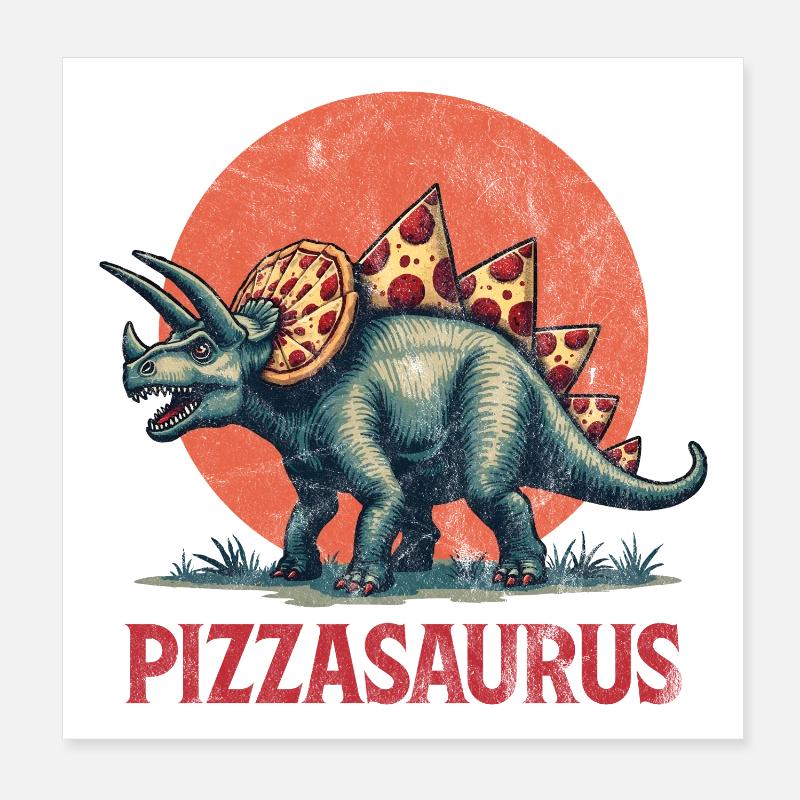 Pizzasaurier Poster 20x20 cm