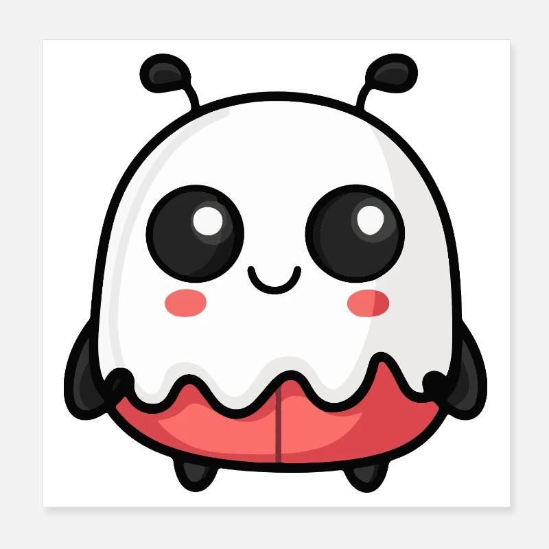 Ladybug Halloween Ghost Poster 8" x 8" (20x20 cm)