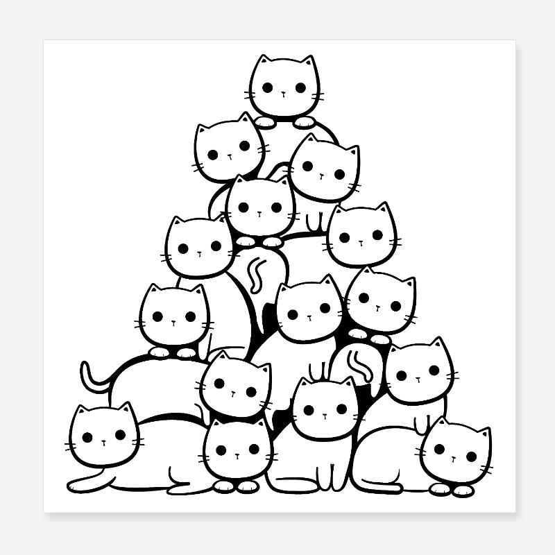 Chat Arbre de Noël Poster 20 x 20 cm