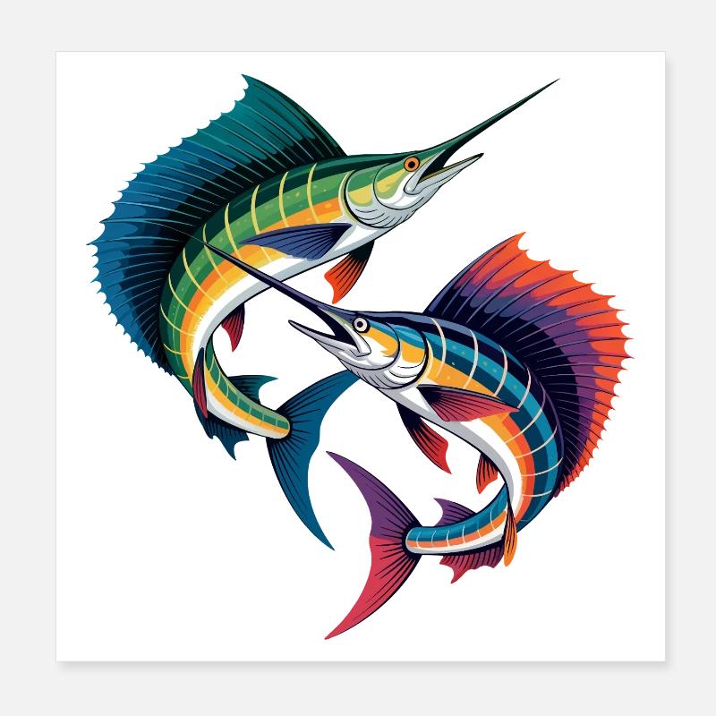 Doppelter Bunter Marlin Poster 20x20 cm