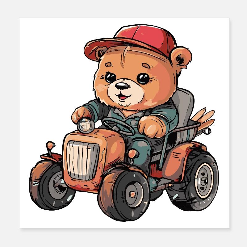 Bär Traktor Farmer Poster 20x20 cm