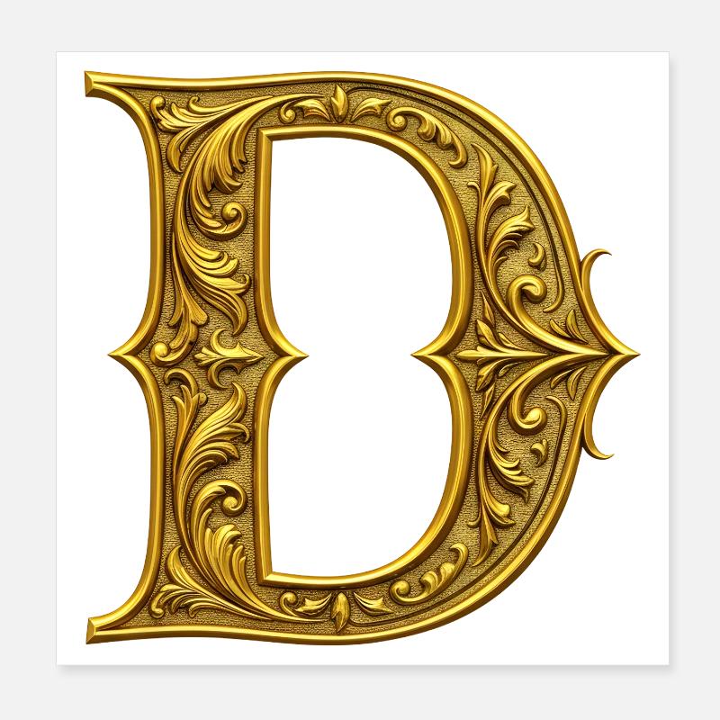 Ornamentgold Initiale D Poster 20x20 cm