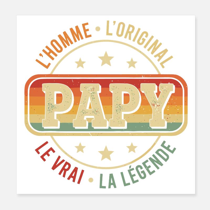Vintage Papi Grand-Père Retro Vrai Original Papy Poster 20 x 20 cm