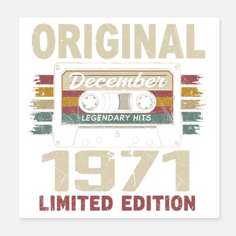 Cadeau D'anniversaire Décembre 1971 Poster 20 x 20 cm