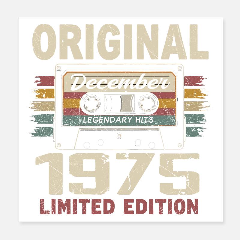 Cadeau D'anniversaire Décembre 1975 Poster 20 x 20 cm