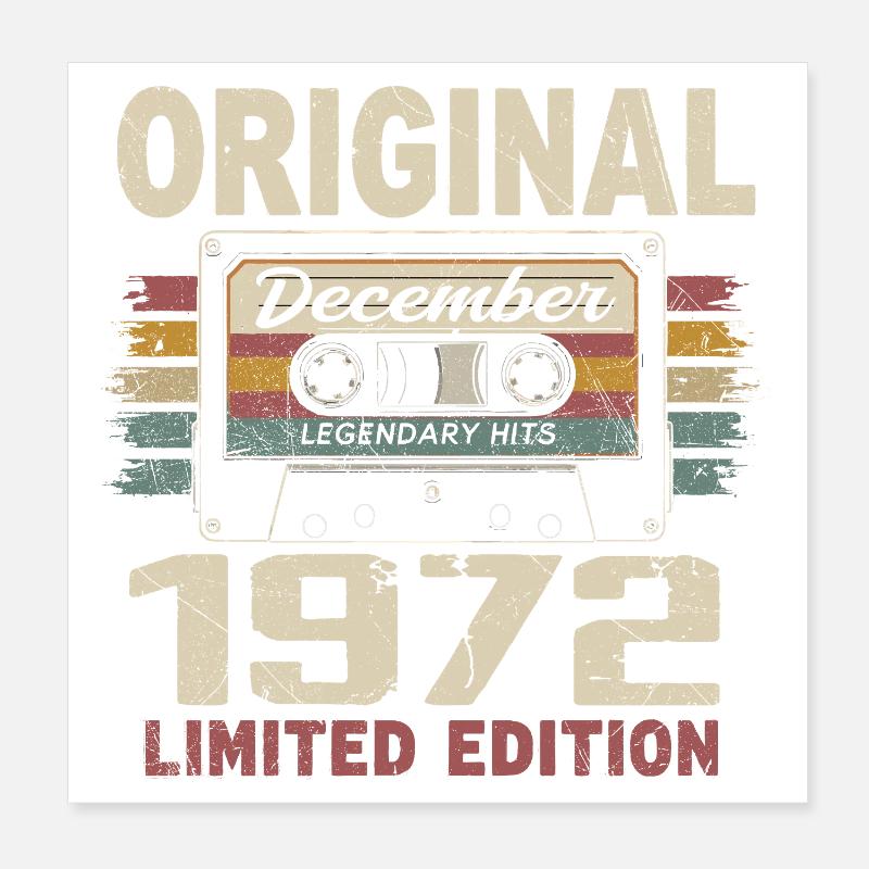 Cadeau D'anniversaire Décembre 1972 Poster 20 x 20 cm