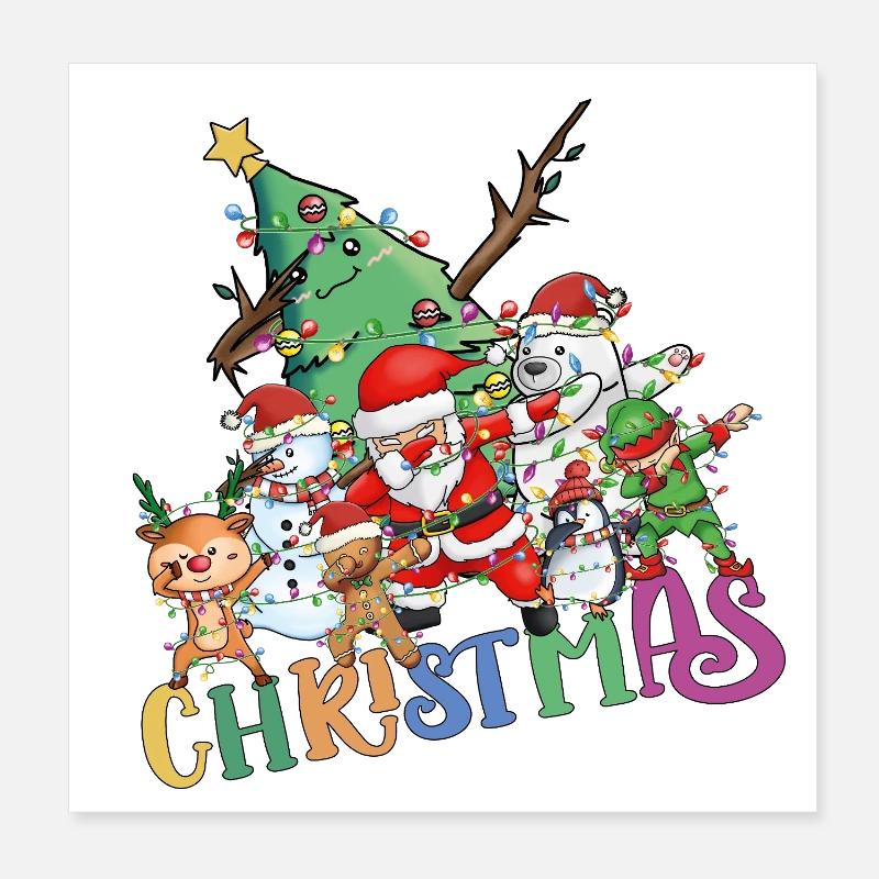 Noël – Drôle de dabbing de Noël - Poster 20 x 20 cm - blanc
