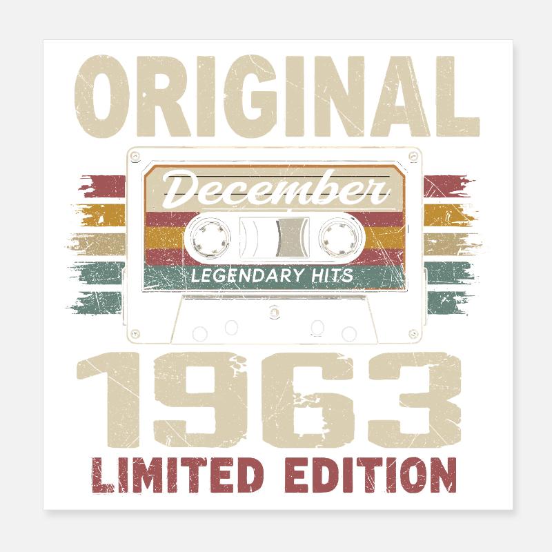 Cadeau D'anniversaire Décembre 1963 Poster 20 x 20 cm