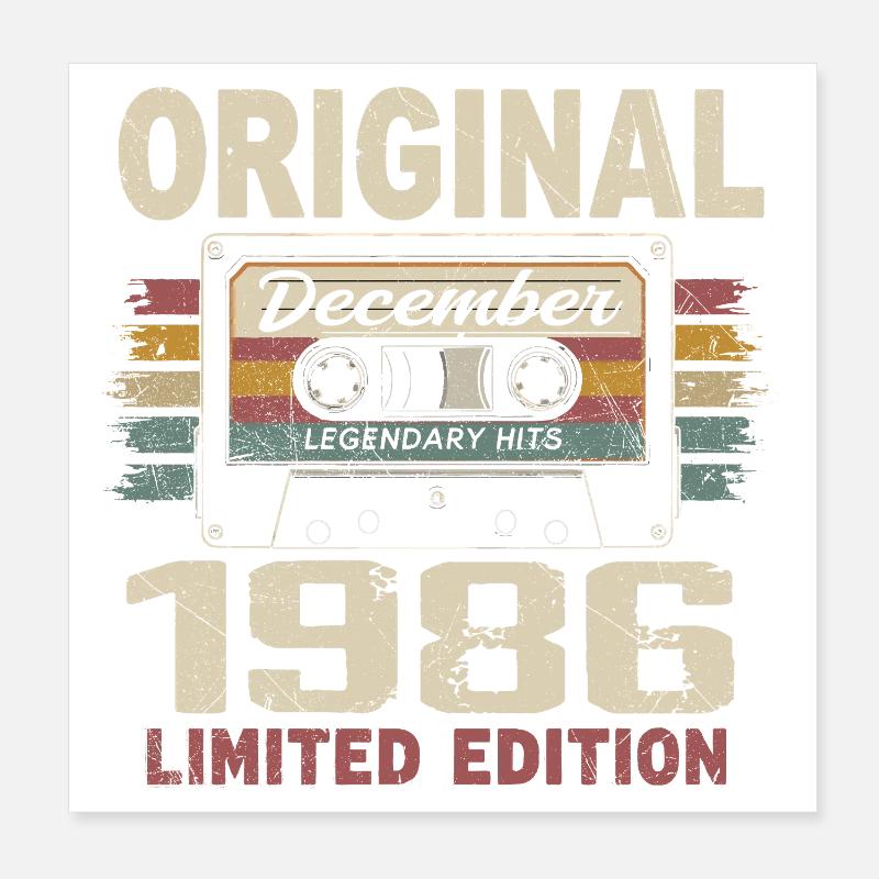 Dezember 1986 Geburtstagsgeschenk Poster 20x20 cm