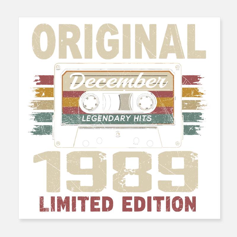 Dezember 1989 Geburtstagsgeschenk Poster 20x20 cm
