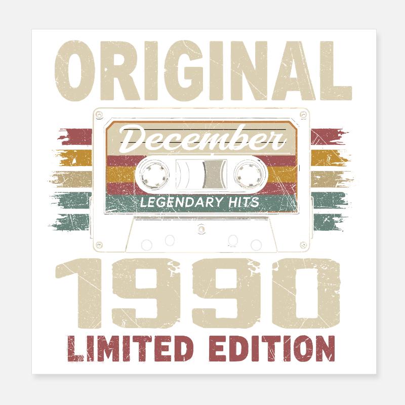 Dezember 1990 Geburtstagsgeschenk Poster 20x20 cm