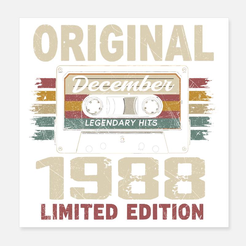 Cadeau D'anniversaire Décembre 1988 Poster 20 x 20 cm