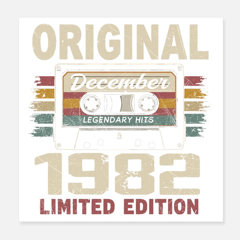 Dezember 1982 Geburtstagsgeschenk Poster 20x20 cm