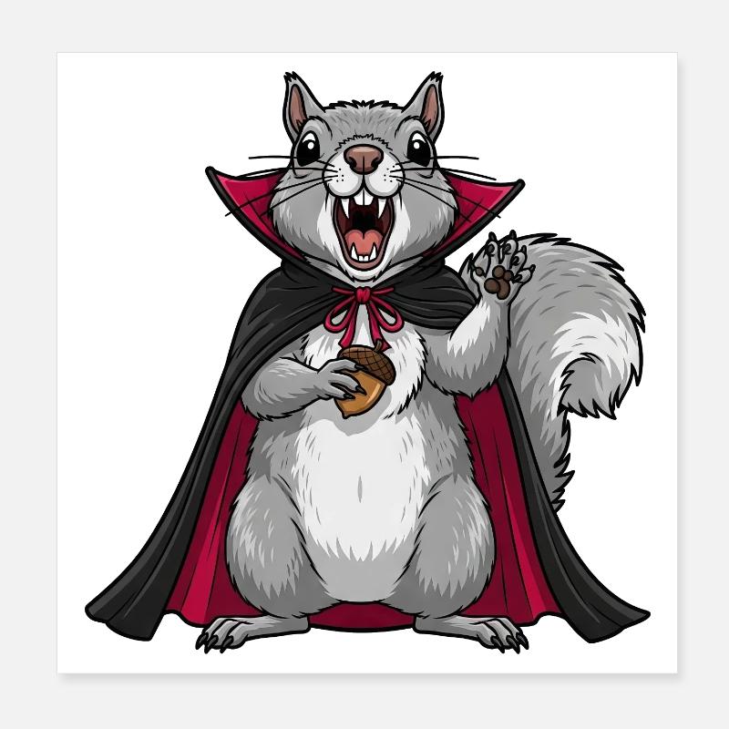 Süßer Halloween Vampir Eichhörnchen Cartoon Poster 20x20 cm