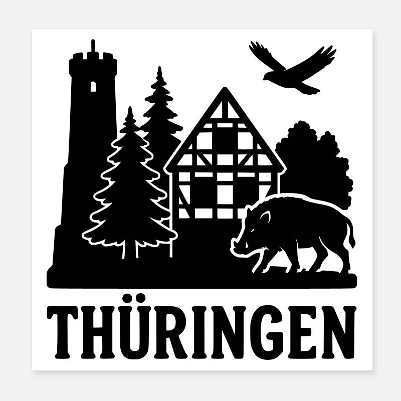 thüringen silhouette Poster 20x20 cm