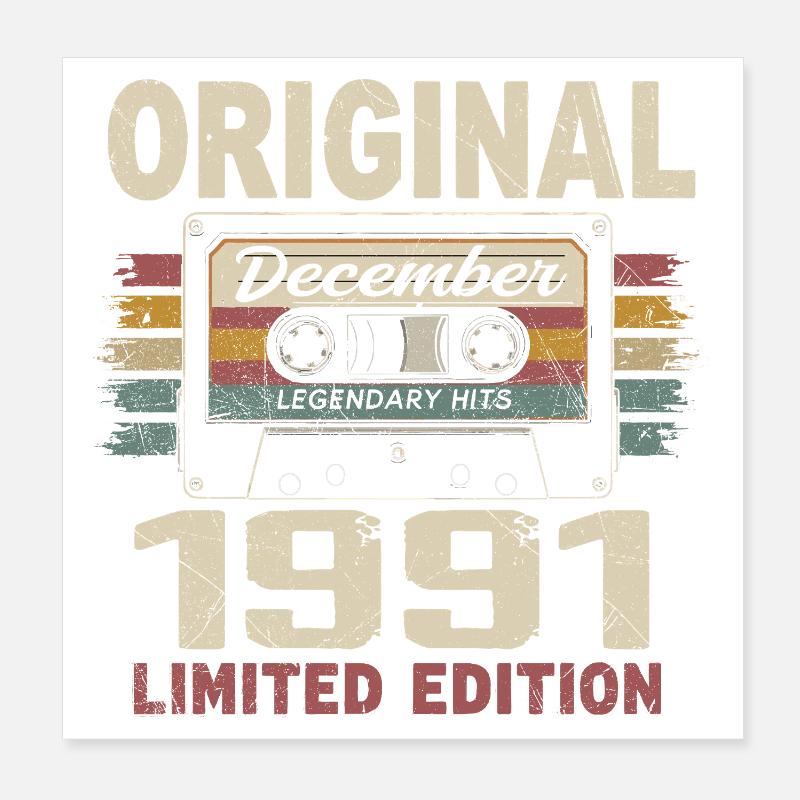 Cadeau D'anniversaire Décembre 1991 Poster 20 x 20 cm