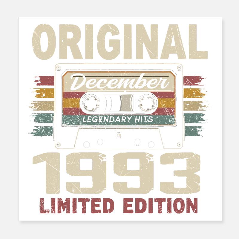 Cadeau D'anniversaire Décembre 1993 Poster 20 x 20 cm