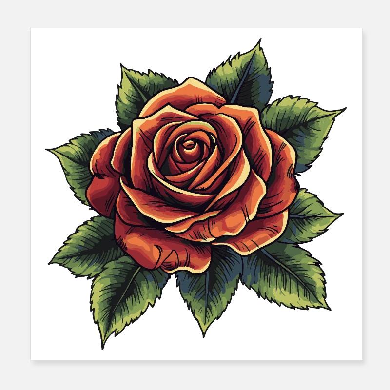 Rose Flower Poster 8" x 8" (20x20 cm)