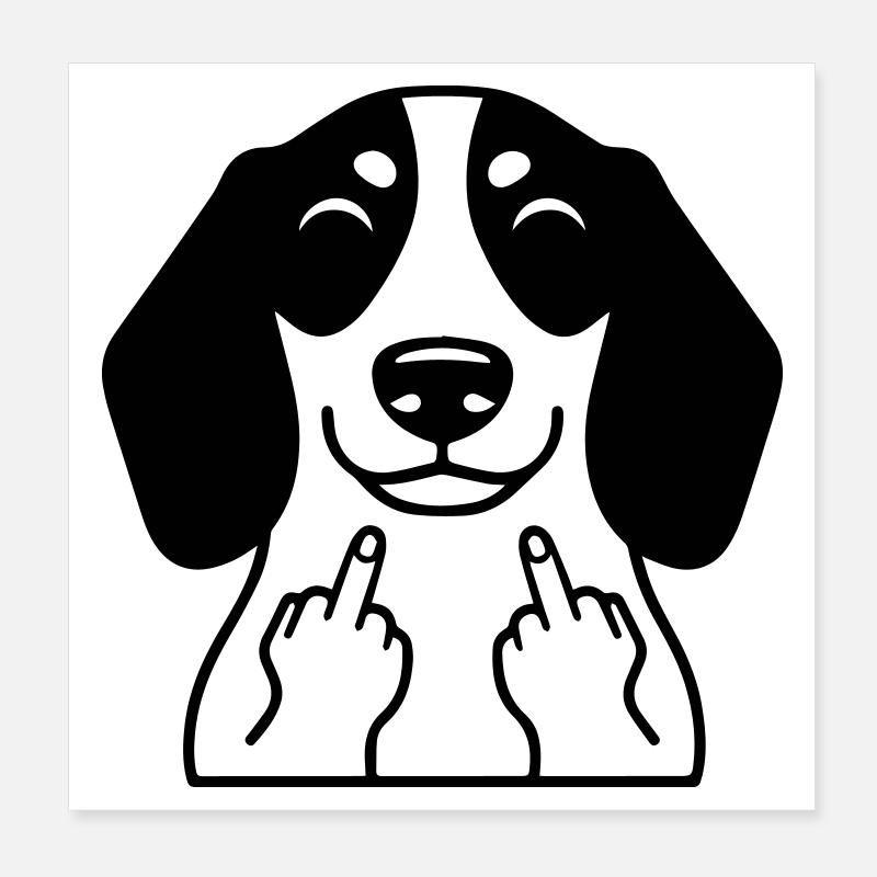 Frecher Dackel zeigt Mittelfinger – Lustiger Comic Poster 20x20 cm