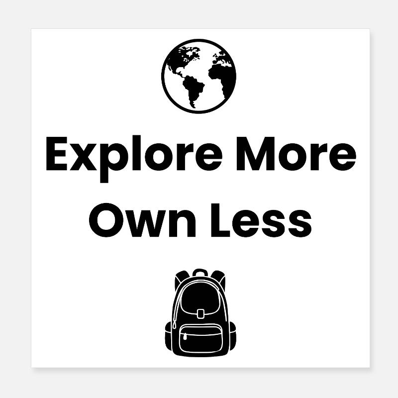 Explorez plus, possédez moins – Chemise d’aventure Poster 20 x 20 cm