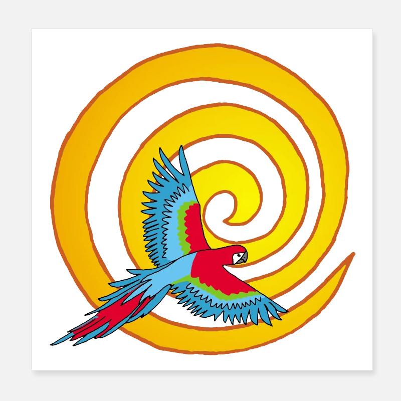 Die Sonne und der Vogel Poster 20x20 cm