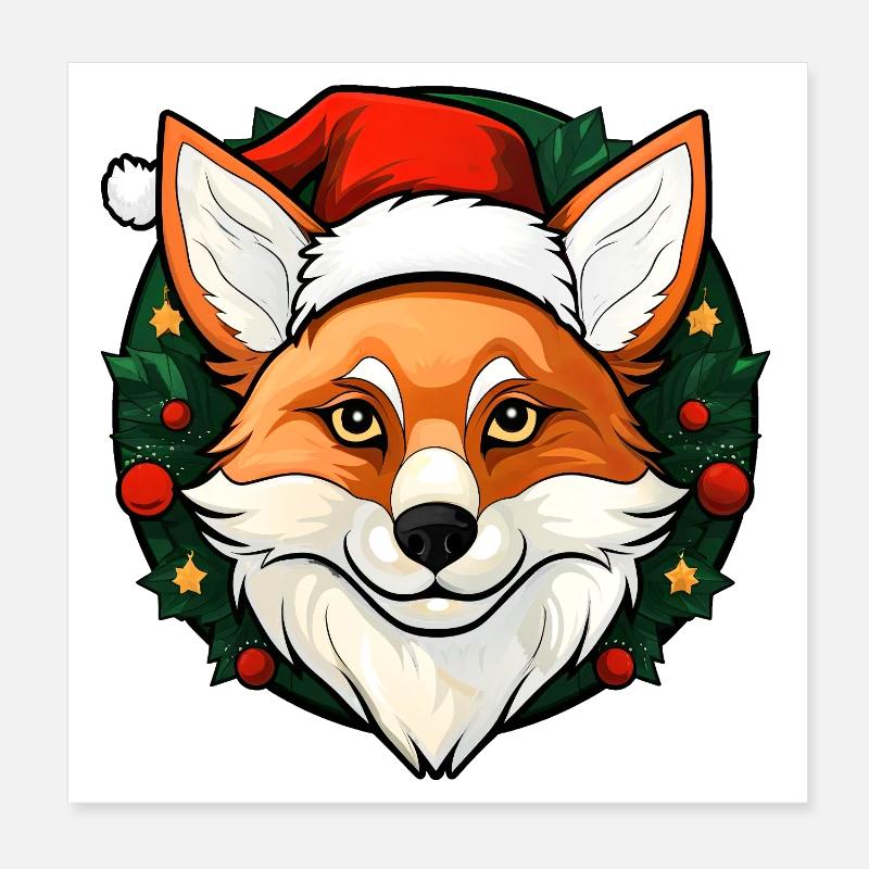 Foxes Christmas Poster 8" x 8" (20x20 cm)