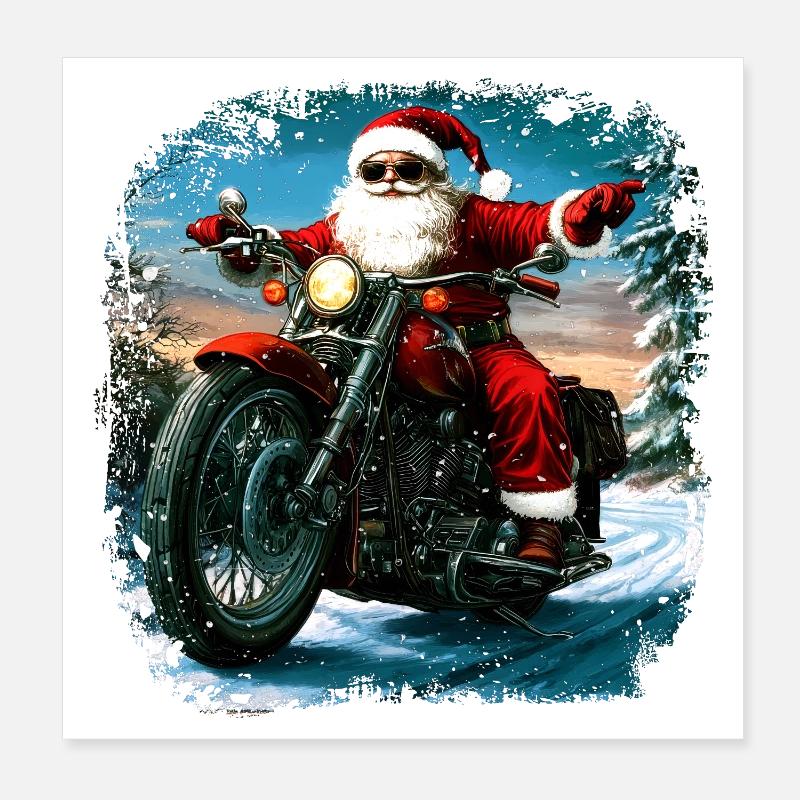 Motards Noël Poster 20 x 20 cm