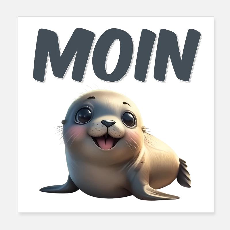 Cute seal with MOIN font Poster 8" x 8" (20x20 cm)