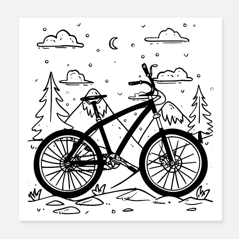 Mountainbiken Comic Stil Poster 20x20 cm