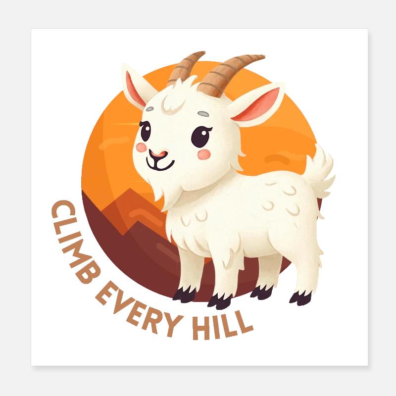 Cute White Goat Poster 8" x 8" (20x20 cm)