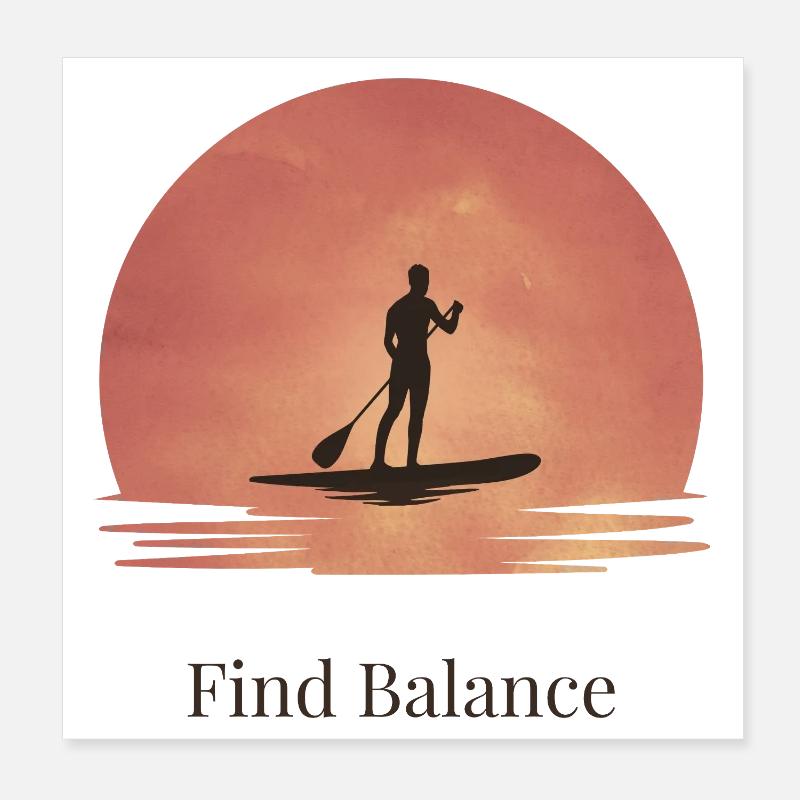 Sunset SUP – Tranquillité sur l’eau Poster 20 x 20 cm