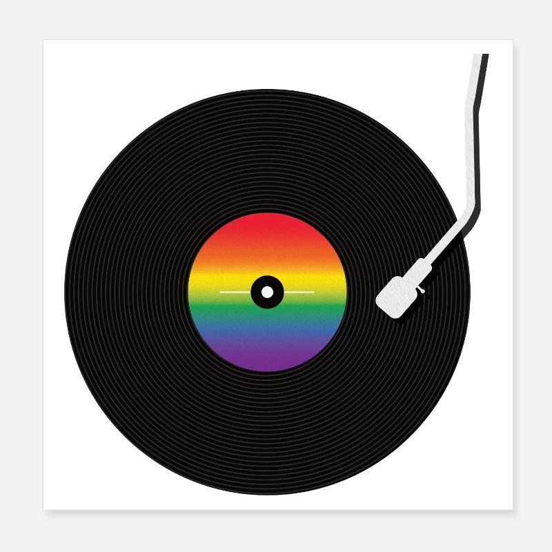 Regenbogen Schallplatte Poster 20x20 cm