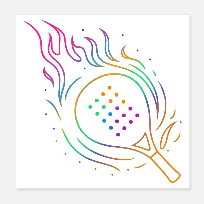 Padel with flaming racket design - Poster 8" x 8" (20x20 cm) - white